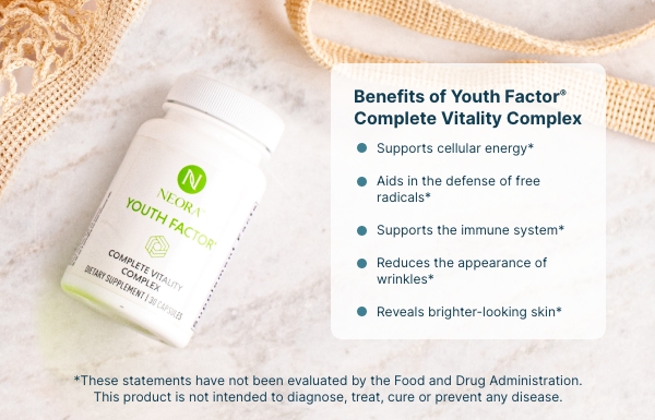 Infographic of the benefits of using Youth Factor® Complete Vitality Complex.